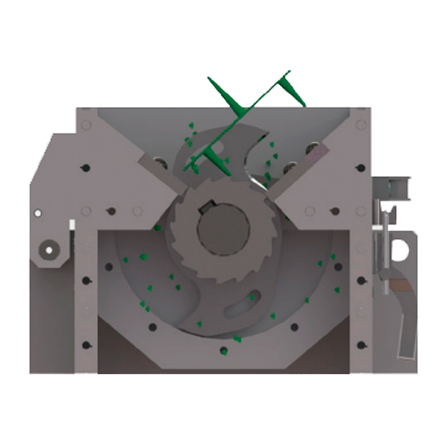 Схематичный рисунок камеры измельчения дробилки PGS