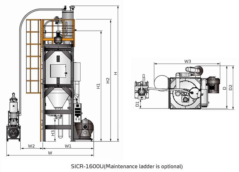 Габаритные размеры кристаллизатора SICR-1600U