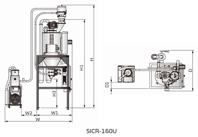 Габаритные размеры кристаллизатора SICR-160U