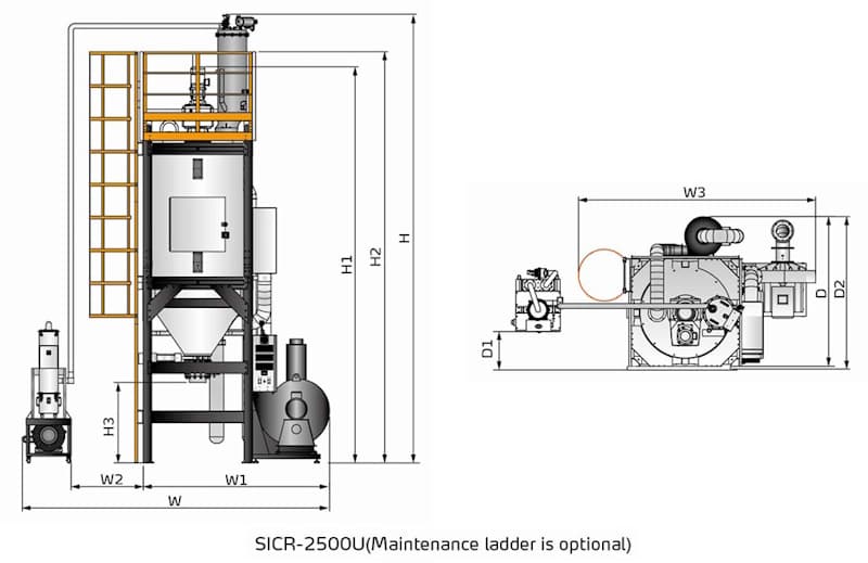 Габаритные размеры кристаллизатора SICR-2500U