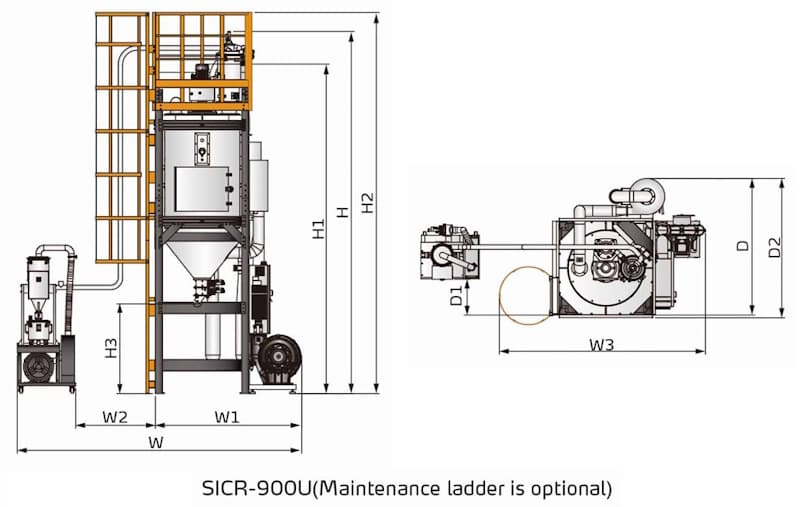 Габаритные размеры кристаллизатора SICR-900U