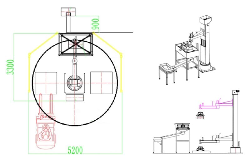Габаритные размеры робота-растарщика PCR-120-2400-LZ