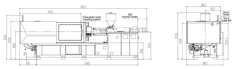 Габаритные размеры термопластавтомата 350M8-SP6