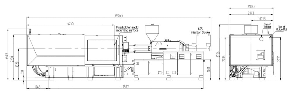 Габаритные размеры термопластавтомата 550M8-SP6