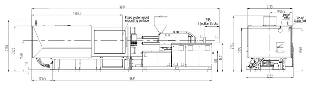Габаритные размеры термопластавтомата 650M8-SP6