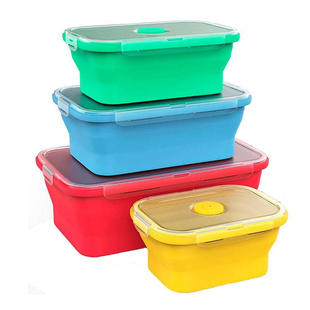 Набор разноцветных пластиковых контейнеров с крышкой