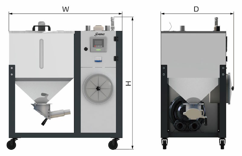 Габаритные размеры вакуумного загрузчика STL-50-1HP