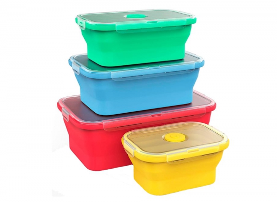 Набор разноцветных пластиковых контейнеров с крышкой